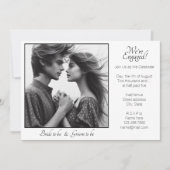 写真エレガントは白黒婚約したで表示 案内状 (正面)