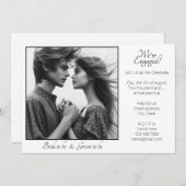 写真エレガントは白黒婚約したで表示 案内状 (正面/裏面)