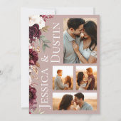 写真エレガントほこりっぽいバラピンクフローラ結婚ズ 招待状 (裏面)