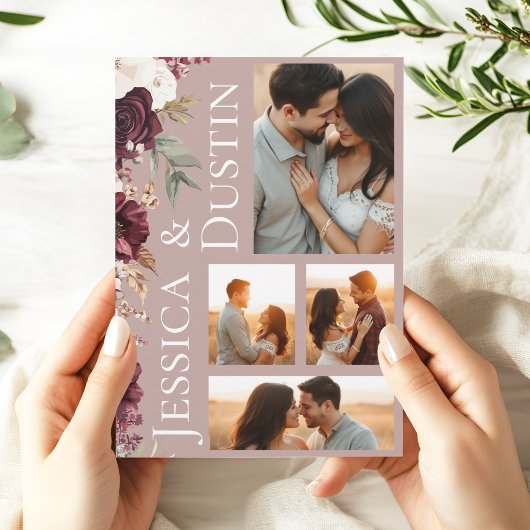 写真エレガントほこりっぽいバラピンクフローラ結婚ズ 招待状