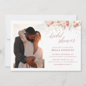 写真エレガントほこりっぽいバラフローラブライダルシャワー 招待状 (正面)