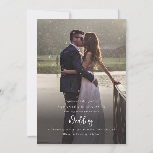 写真エレガントをすべて自分の中に書き結婚込む 招待状 (正面)
