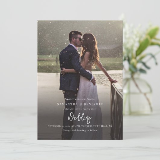 写真エレガントをすべて自分の中に書き結婚込む 招待状 (スタンド正面)