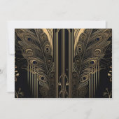 写真エレガントアールデコ結婚Peacocks セーブザデート (裏面)