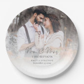 写真エレガントオーバーレイミセス・ネーム結婚ズ ペーパープレート (正面)