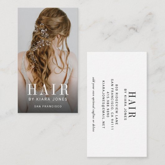 写真エレガントカスケーディングヘア美容師 名刺 (正面/裏面)