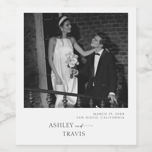 写真エレガントカップル結婚ズ ワインラベル (シングルラベル)