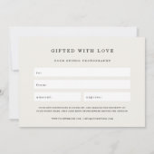 写真エレガントギフト券 |ギフトカード (裏面)