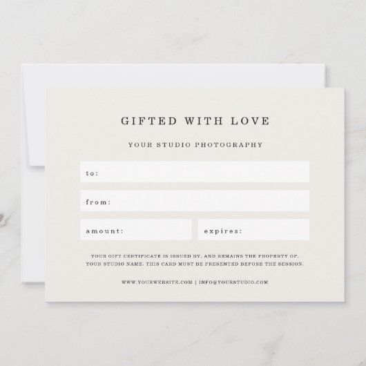 写真エレガントギフト券 |ギフトカード (裏面)