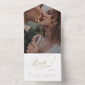 写真エレガントクラシック書道ヴィンテージ結婚式 オールインワン招待状 (内側)