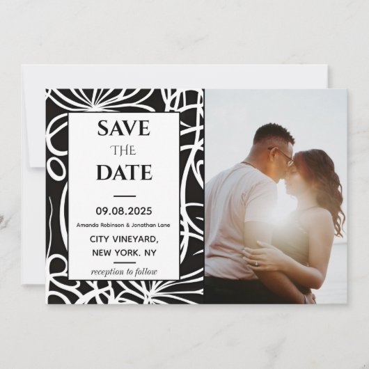 写真エレガントクラスウェディング日付カードを保存 招待状 (正面)