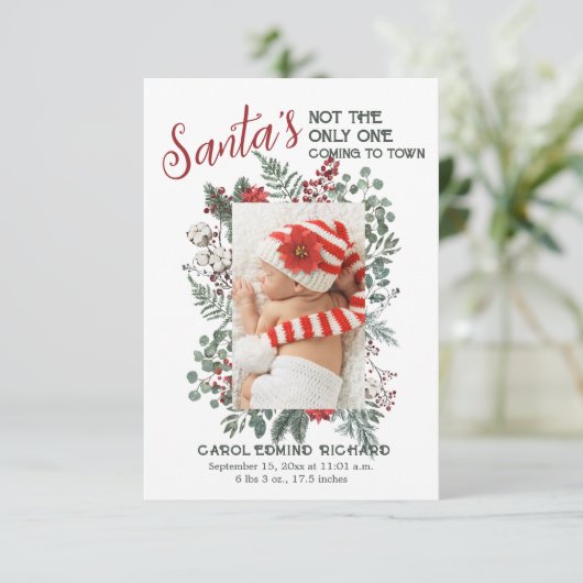 写真エレガントクリスマスベビー誕生発表 サンキューカード (スタンド正面)