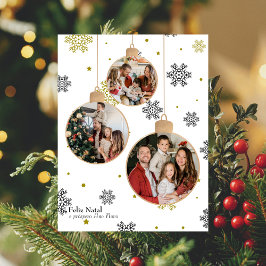 写真エレガントクリスマス飾り、ポルトガル語の願い シーズンポストカード