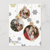 写真エレガントクリスマス飾り、ポルトガル語の願い シーズンポストカード (正面)