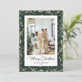 写真エレガントグリーンメリークリスマスカード シーズンカード (スタンド正面)