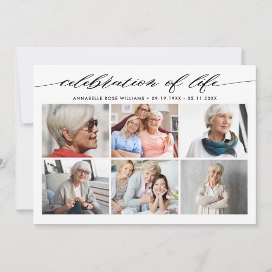 写真エレガントコラージュお祝い追悼式 招待状 (正面)