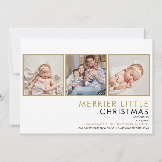 写真エレガントコラージュのクリスマス誕生発表 シーズンカード (正面)