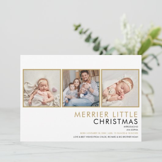 写真エレガントコラージュのクリスマス誕生発表 シーズンカード (スタンド正面)