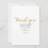 写真エレガントコラージュの結婚金ゴールドスクリプト サンキューカード (裏面)