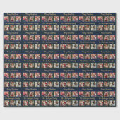 写真エレガントコラージュカスタムメリークリスマスプレイド ラッピングペーパー (フラット)