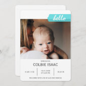 写真エレガントコラージュティール(緑がかった色)和紙テープベビー誕生 案内状 (正面/裏面)