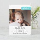 写真エレガントコラージュティール（緑がかった色）和紙テープベビー誕生 案内状 (スタンド正面)
