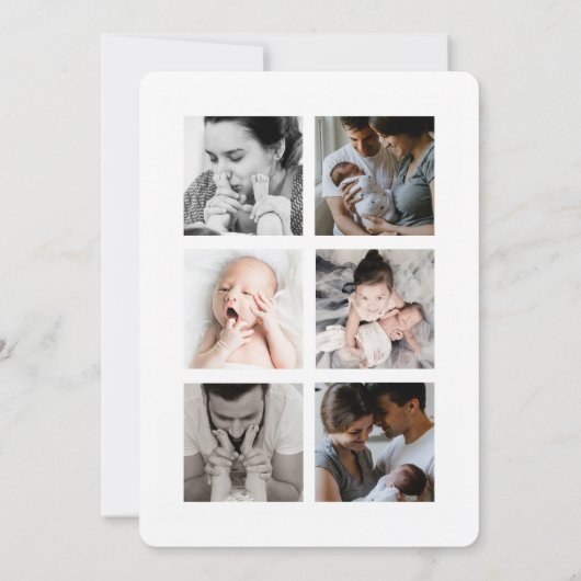 写真エレガントコラージュティール(緑がかった色)和紙テープベビー誕生 案内状 (裏面)