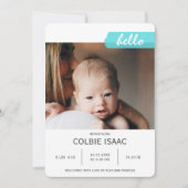 写真エレガントコラージュティール（緑がかった色）和紙テープベビー誕生 案内状 (正面)