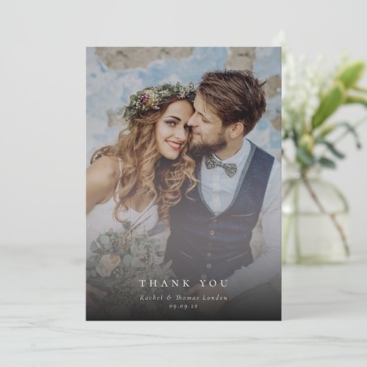 写真エレガントコラージュモダン結婚の サンキューカード (スタンド正面)