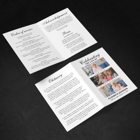 写真エレガントコラージュ付き葬儀 プログラム
