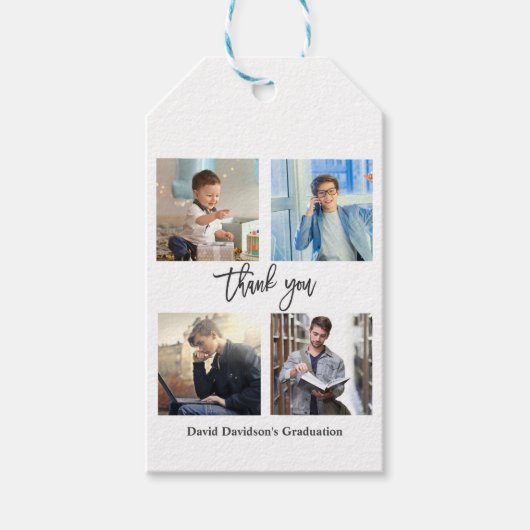 写真エレガントコラージュ卒業パーティー ギフトタグ (正面)