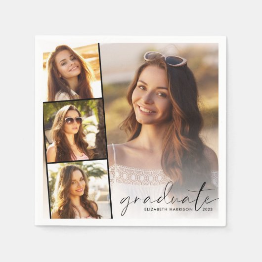 写真エレガントコラージュ卒業パーティー スタンダードカクテルナプキン (正面)