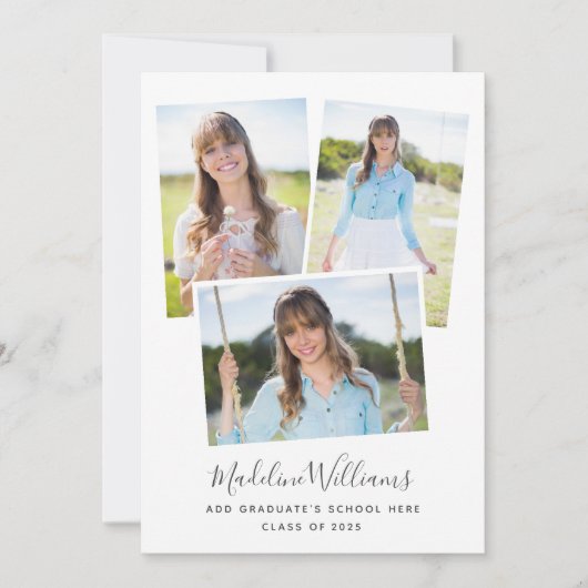 写真エレガントコラージュ卒業パーティー 招待状 (正面)