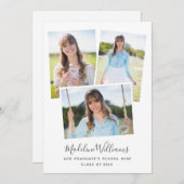 写真エレガントコラージュ卒業パーティー 招待状 (正面/裏面)