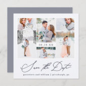 写真エレガントコラージュ書道の日付の保存 招待状 (正面/裏面)