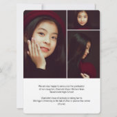 写真エレガントコラージュ白タイポグラフィ卒業 招待状 (裏面)