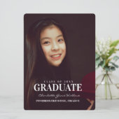 写真エレガントコラージュ白タイポグラフィ卒業 招待状 (スタンド正面)