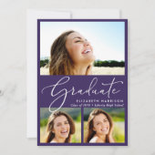 写真エレガントコラージュ紫の卒業式パーティー 招待状 (正面)