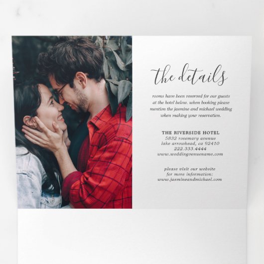 写真エレガントコラージュ結婚の全てを1つ 三つ折り招待状 (内部最初)