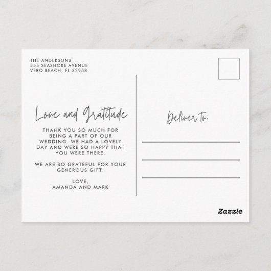 写真エレガントコラージュ結婚の感謝 ポストカード (裏面)
