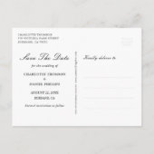 写真エレガントコラージュ結婚式の日付の保存 案内ポストカード (裏面)