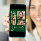 写真エレガントコラージュ緑の卒業 案内状