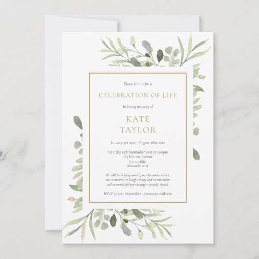 写真エレガントコラージュ葬儀お祝い・オブ・ライフ 招待状 (正面)