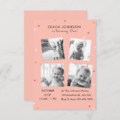 写真エレガントコラージュ誕生日パーティー 招待状 (正面/裏面)