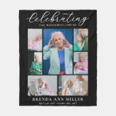 写真エレガントコラージュ追悼式の献上品 フリースブランケット (正面)