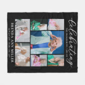 写真エレガントコラージュ追悼式の献上品 フリースブランケット (正面(横))