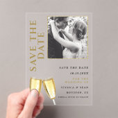 写真エレガントシャンパンウェディング日付を保存 アクリル招待状 (インサイチュ (ポータブル))