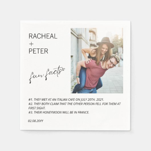 写真エレガントシンプルのスクリプトのおもしろいの結婚事実 スタンダードカクテルナプキン (正面)