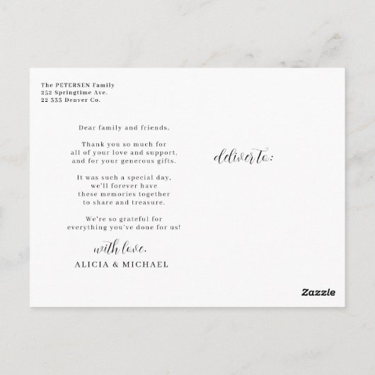 写真エレガントシンプルの白黒感謝していあなた ポストカード (裏面)