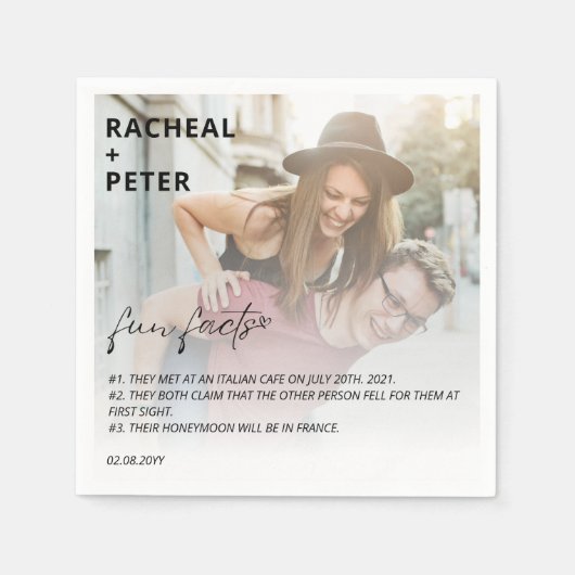 写真エレガントシンプルカップルのおもしろいの実結婚現 スタンダードカクテルナプキン (正面)